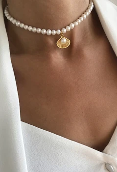 

Baroque Pearl Shell Choker Necklace