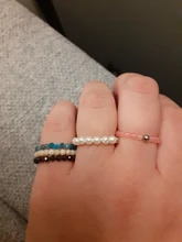 Anillo de Anillos de piedra Natural hecho a mano bohemio para mujer, con cuentas de acero inoxidable, multicolor, cuerda elástica, promesa de boda, ajustable