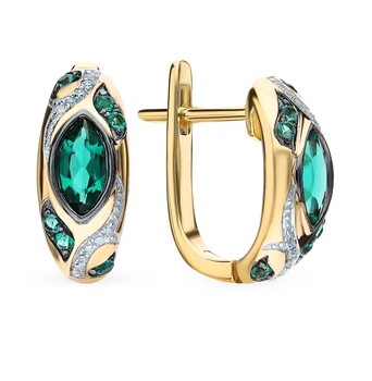 

Gold earrings with emeralds and diamonds sunlight sample 585 Jewelry set