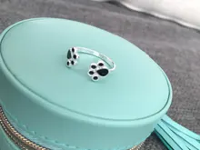 Jisensp-anillo ajustable con diseño de gato para mujer, Linda pata de gato, joyería para dedo, regalos de cumpleaños