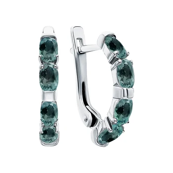 

Silver earrings with tourmaline imitation sunlight sample 925