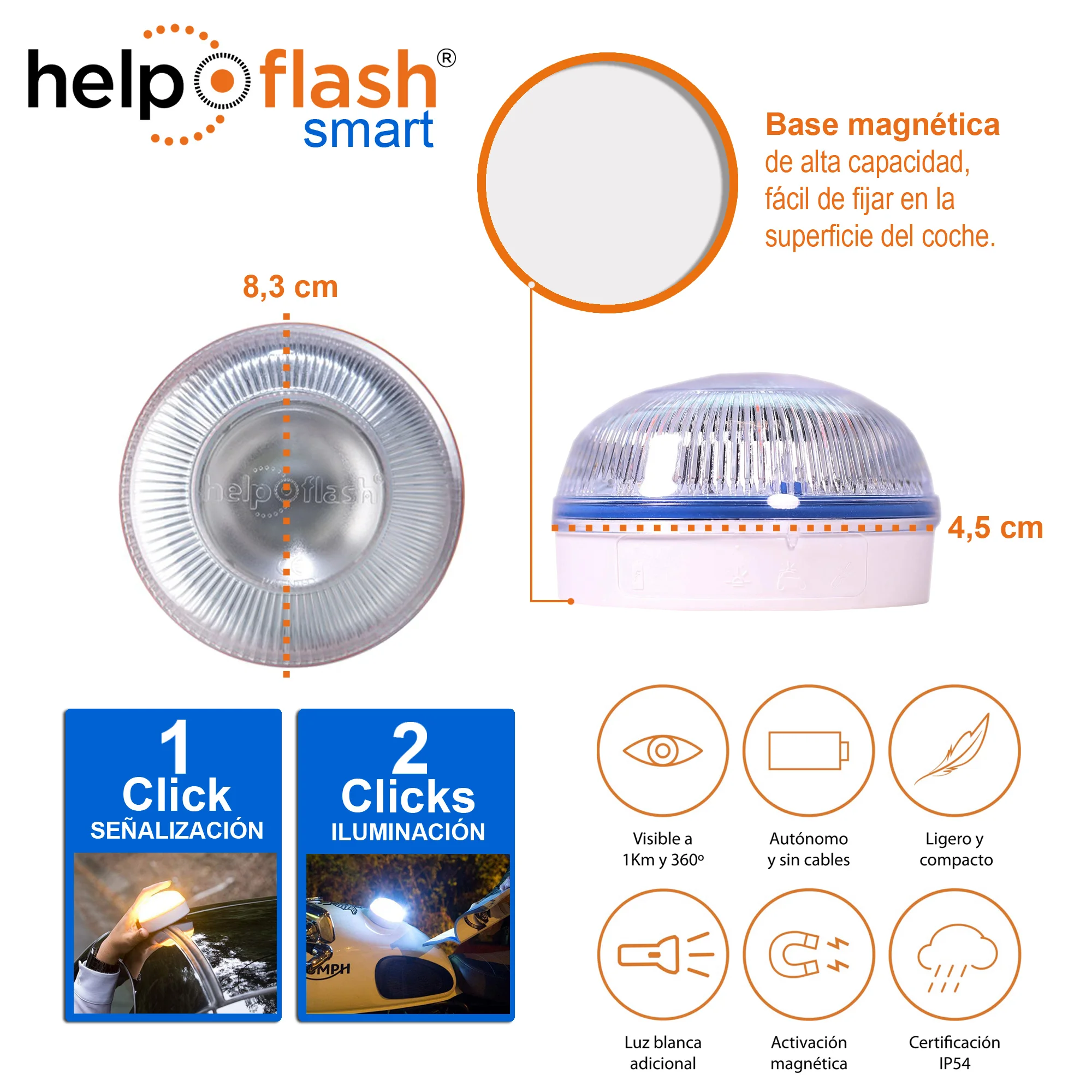 HELP FLASH LUZ DE EMERGENCIA HOMOLOGADA DGT AUTÓNOMA SEÑAL 16V DE