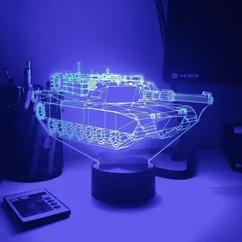

M1A1 Abrams Battle Tank 3D Optical Illusion LED Lamp Night Light Creative LED Lighting Lampara Home Decoration