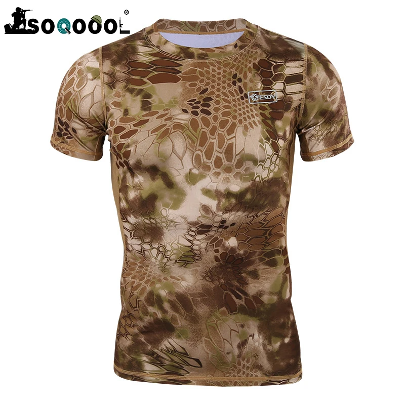 

Soqoool Outdoor Hunting Camouflage T-shirt Men Breathable Army Tactical Combat T Shirt Military Quick Dry Sport Camo Tee Shirts