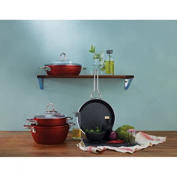 

EMSAN granite pot pan set 7 pieces 3 pots 3 lids 1 pan fireproof набор горшков 7 предметов non-stick turkish quality