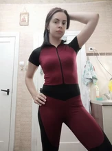 Mono ajustado de poliéster con cremallera para mujer, traje elegante para Fitness, manga corta elástica, nuevo
