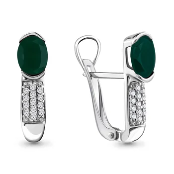 

Earrings made of silver with agate Green and cubic zirconia