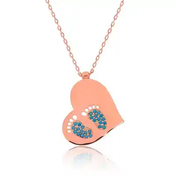 

KUTAYDAN 925 Sterling Silver Heart Footprint Lady Necklace