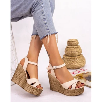 

Xaina Cream Skin Wedges Sandals