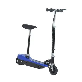 Patinete Eléctrico para Niño Scooter Plegable Azul 120W - 10-15 KM -12 KM/H Manillar Asiento Ajustable Freno 1