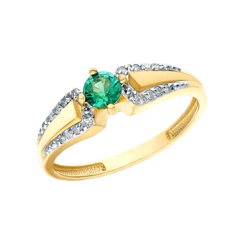 

Gold ring with emeralds and diamonds sunlight sample 585