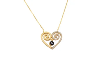 

Evil eye Cabochons Heart Gold Necklace 02-360-K0960