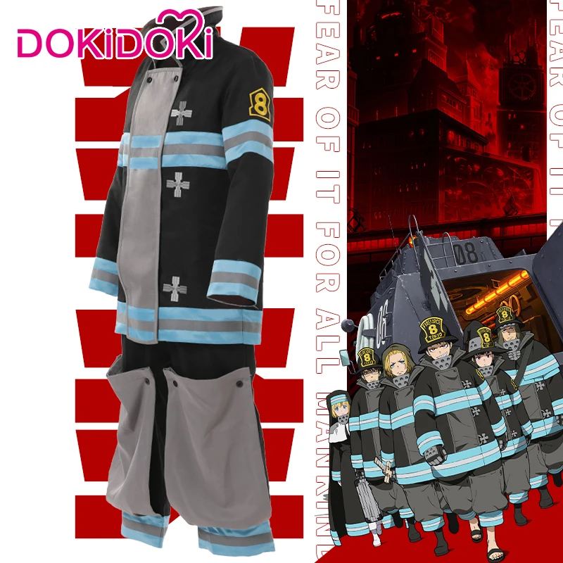 

DokiDoki Anime Cosplay Fire Force Enen no Shouboutai Fire Brigade Uniform Men Anime Cosplay Costume Shinra Kusakabe