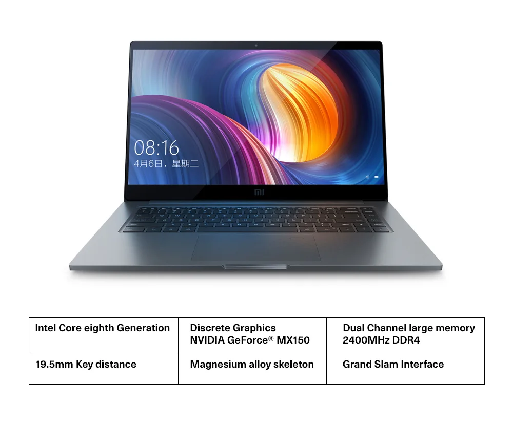 Xiaomi Тетрадь ноутбук Pro 15,6 Intel Core I5/I7 8G/16G ram 256GB ssd Windows 10 2G DDR4 2400 1920x1080 Распознавание отпечатков пальцев