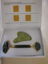 Gua Sha-Rodillo de Jade Natural, masajeador de cara delgada, herramientas de elevación, piedra verde, antiedad, arrugas, belleza de la piel, conjunto de cuidado