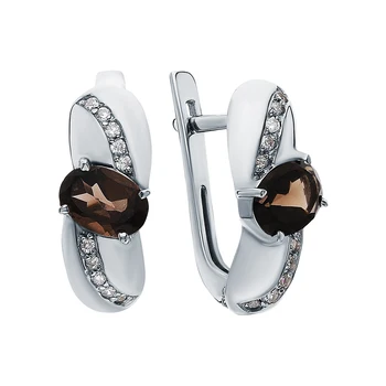 

Silver earrings with раухтопазами and cubic zirconia sunlight sample 925