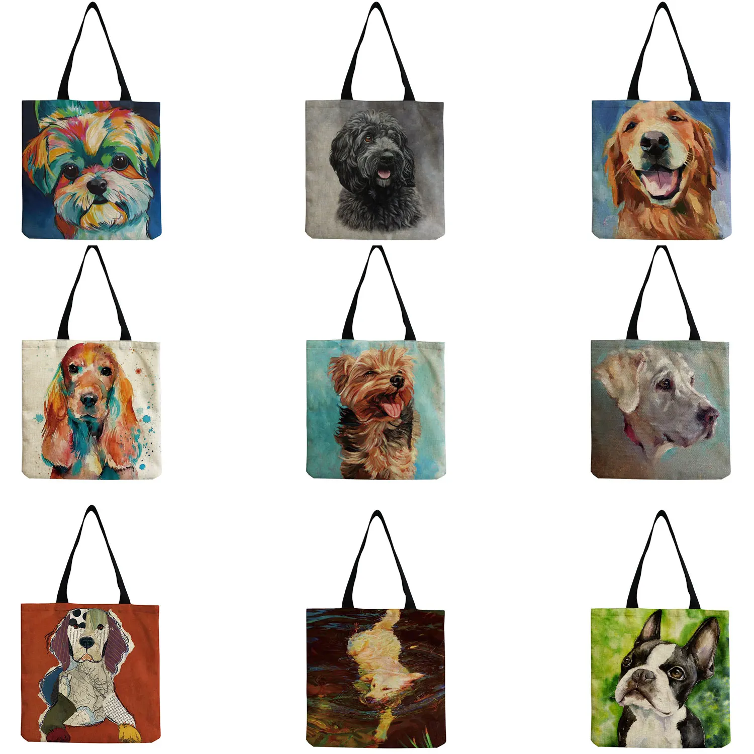 Эксклюзивные сумки для покупок с рисунком собаки картина маслом продуктов