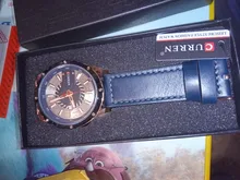 CURREN-Reloj de pulsera de cuero de moda para hombre, cronógrafo de cuarzo, luminoso, elegante