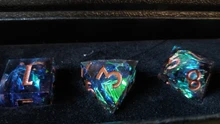 DND-dados de juego de rol hechos a mano, 100% de 7 troqueles con espejo poliédrico, juegos de dados con bordes afilados y hermosas inclusiones
