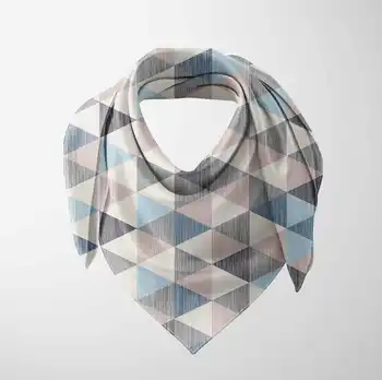 

Else Blue Grey White Triangles Geometric Noridic Printed Square Rayon Fabric Neck Head Floral Pattern Scarf Scarves Women Hijab