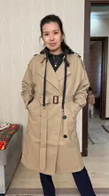 Gabardina larga con cinturón de doble botonadura para mujer, color azul, caqui, ropa de mujer, prendas de vestir exteriores de gran calidad para otoño y primavera