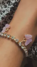 Tobillera de mariposa para mujer, cadena de tenis con diamantes de imitación, joyería para pie, tobillera de playa para verano