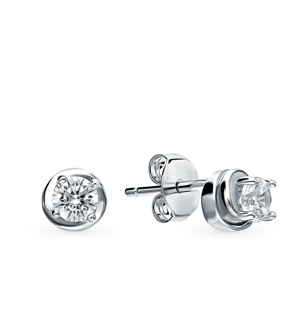 Silver earrings with cubic zirconia sunlight sample 925 | Украшения и аксессуары