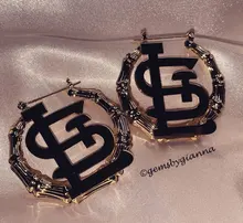 DOREMI-pendientes de aro de bambú de acero inoxidable, personalizables, con nombre, estilo bambú, con palabras llamativas