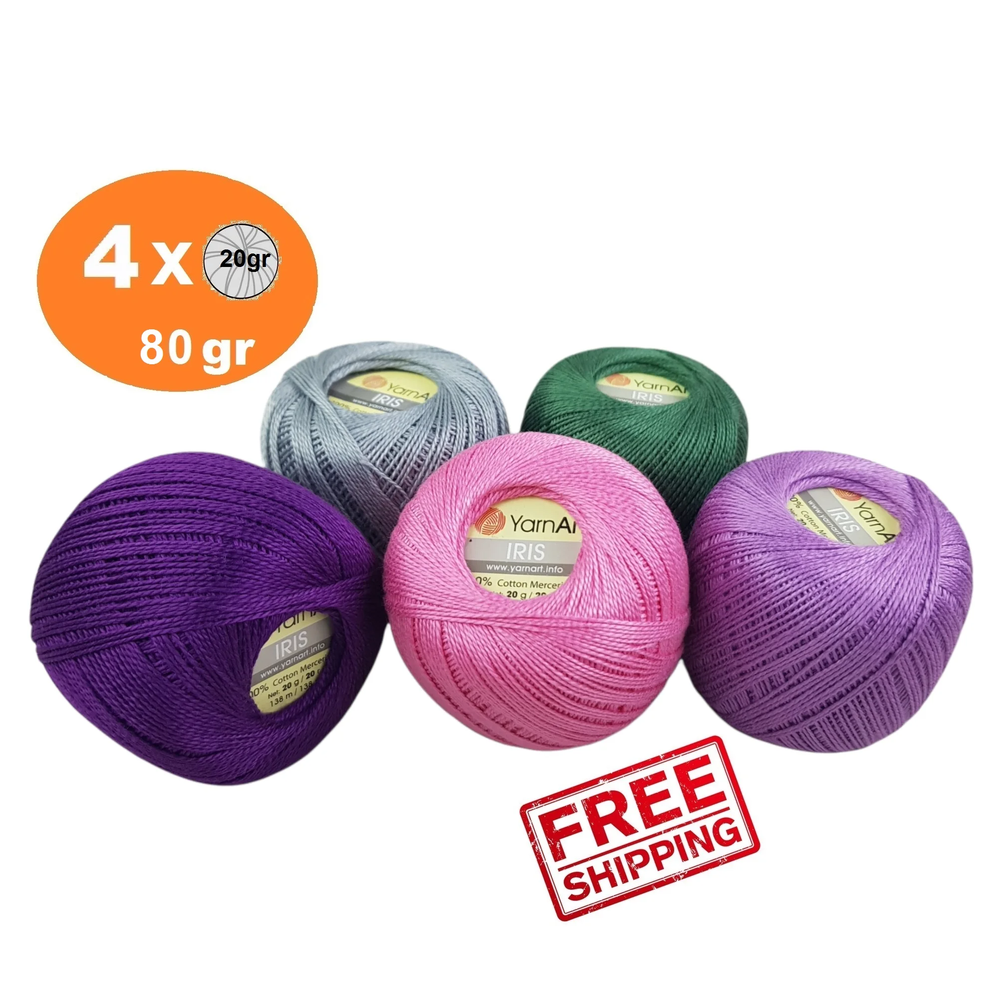 

Yarnart Iris Yarn %100 Mercerized Cotton 4x20gr-138mt Lace Embroidery Hand Knitting Crochet Summer Wear Weaving Home Accessories