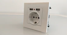 Coswall-Enchufe de pared con puerto USB, toma de corriente de 16A tipo europeo dual, para carga de 5V y 2.1A, con indicador LED, panel gris, negro, blanco o dorado