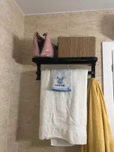 Hanger Organizer Towel-Holder Shower-Rack Bathroom-Accessories Folding Black Aluminum