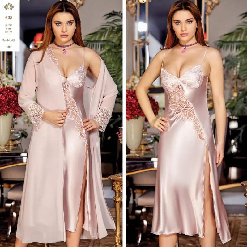 satin nightdress and gown