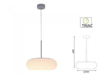 

V-TAC SV40021 Led modern pendant lamp round white color 350mm diameter 25W 3000K dimmable triac SKU-40021