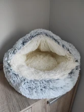 Cama redonda de felpa para gatos, casa cálida para gatos, perro de peluche suave para cama larga para perros y gatos pequeños, nido 2 en 1, cojín para cama de mascotas, sofá para dormir