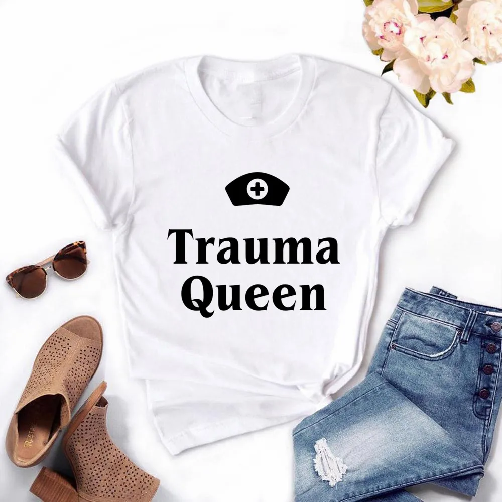 Women's Nurse is Hero Print T-shirts Girl Summer 90s Ullzang Harajuku Ture Nurse Queen Cropped Funny T Shirt ,Drop Ship