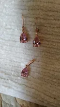 Pendientes de gota de plata S925 para mujer, gota de agua, Circonia cúbica rosa, joyas de compromiso para novia, pendiente colgante CCE624