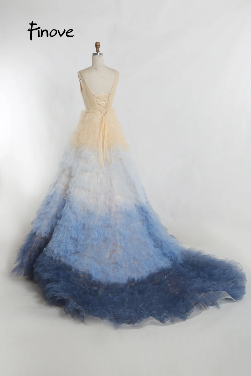 Finove благородные вечерние платья сексуальные с глубоким v-образным вырезом Длинные вечерние платья в пол с бисером вечерние платья vestido de noiva