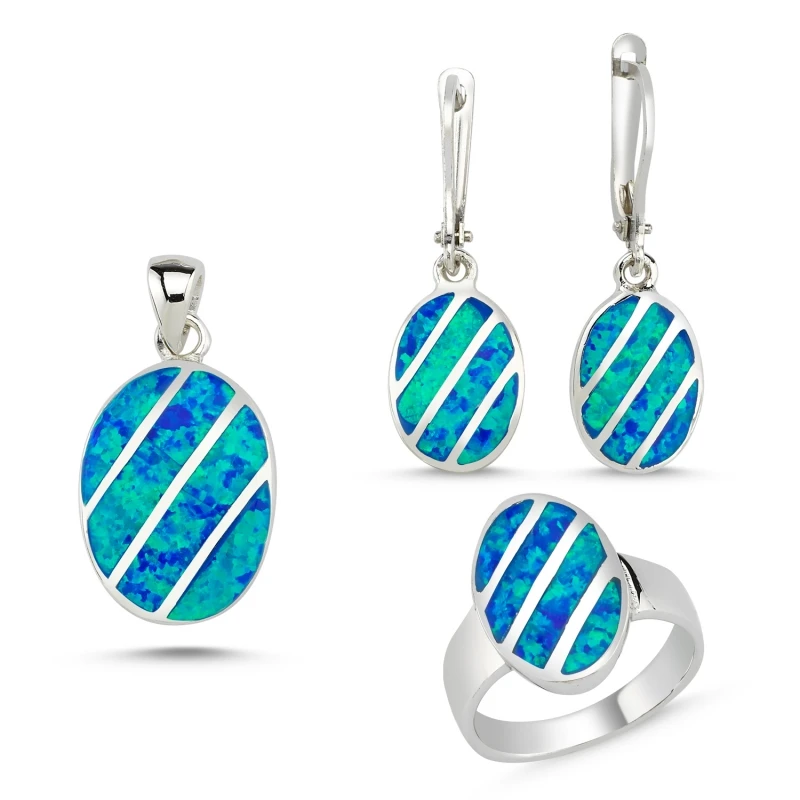 

Silver 925 Sterling Opal Stone Set