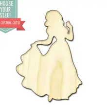 Принцесса деревянный вырез-на заказ Выберите свой размер-лазерная резка Деревянные Художественные товары для рукоделия Настенный декор свадебный детский DCS0092