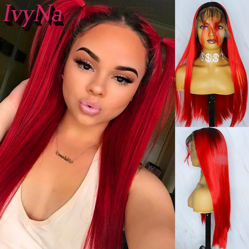 IvyNa Red Hair With Dark Roots Synthetic Full Lace Wigs for Black Women  Futura Heat Resistant Synthetic Wigs With Baby Hair - AliExpress Hair  Extensions & Wigs