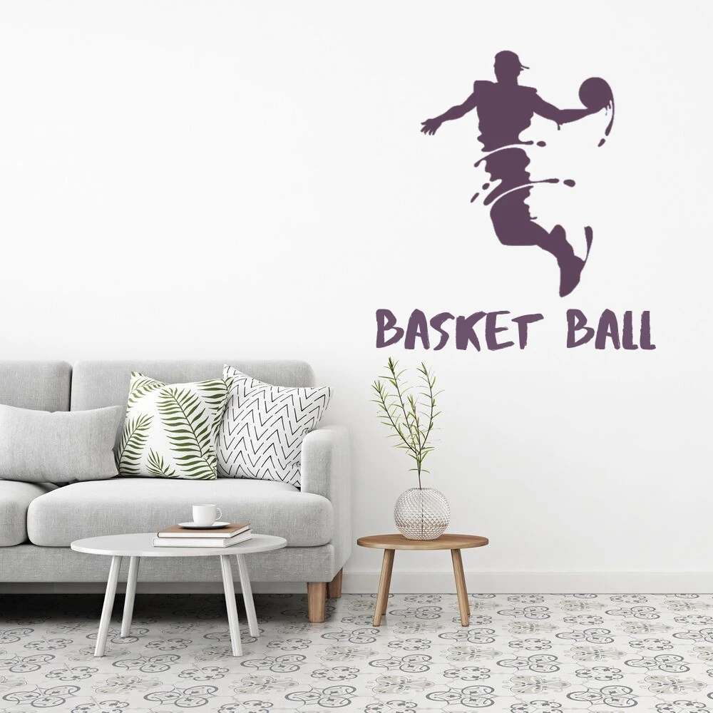

Basket Ball Player Dunking Decal Wall Sticker LOGO For Boys Bedroom Sports Decor A0011