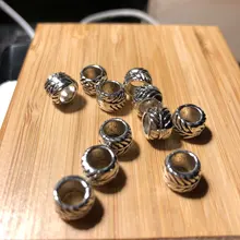 10 unids/pack de plata antiguo diferentes 10 estilos de pelo trenza temor dreadlock perlas anillos de aproximadamente 5,9-6,4mm, agujero interior de la joyería