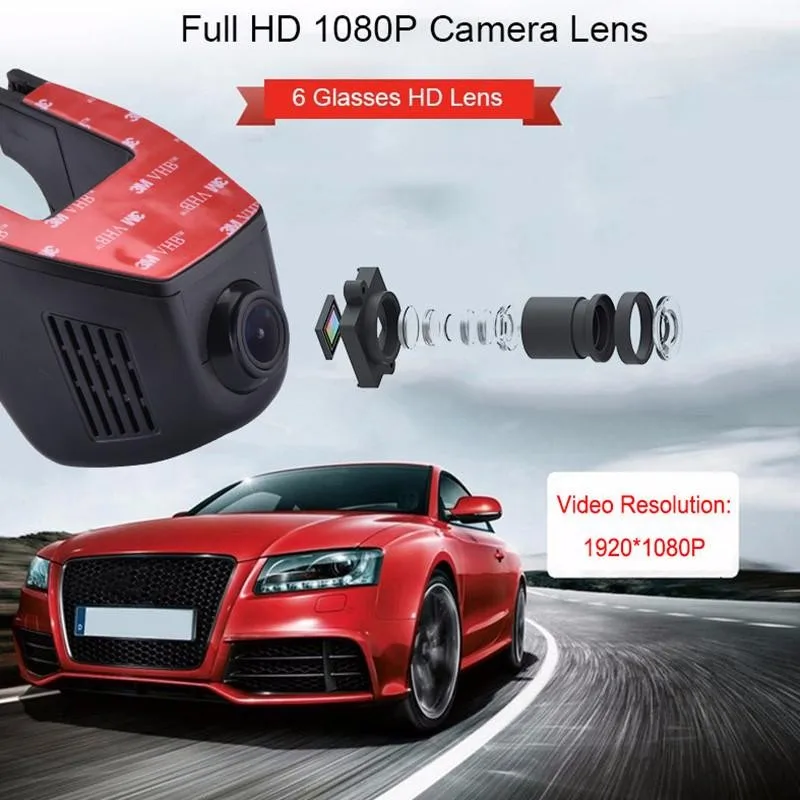 1080P HD Автомобильный видеорегистратор, камера с Wifi, приложение для вождения, записывающее устройство ночного видения, g-сенсор, циклическая запись, парковочный монитор, широкоугольный видеорегистратор