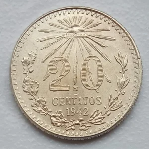 Монета Мексика 20 сентаво 1942 серебро