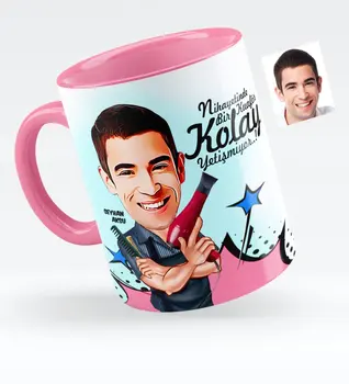 

Personalized Men 'S Barber Caricature Of Pink Mug cup-1
