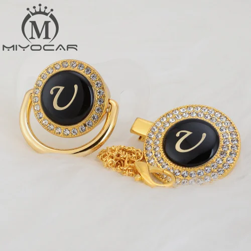 LU-1 0-6M MIYOCAR имя инициалы буквы U Элегантный Серебряный bling соска и пустышка Клип BPA бесплатно пустышка bling уникальный дизайн SGS пройти LU - Цвет: LU-1 0-6M
