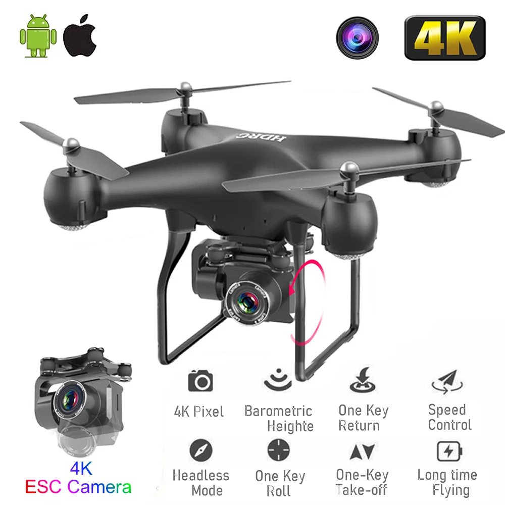 RC Drone FPV Quadcopter UAV with ESC Camera 4K HD Profesional Wide-Angle Aerial Photography Long Life Remote Control Helicopter | Игрушки и