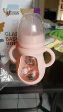 Baby Bottle Baby-Milk-Feeder-Set Glass Silicone Cute 