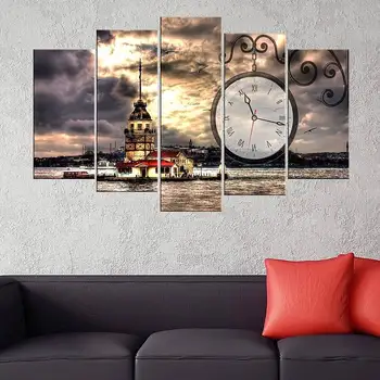 

Girl Tower Sky View 5 Parts Mdf Clock Table