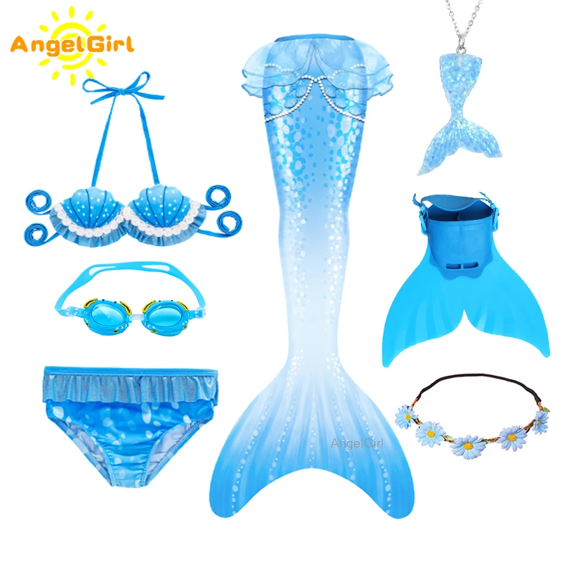 AngelGirl Children Mermaid Tails Swimming Cosplay Party Costumes Girls Swimsuit Bikini Bathing Suit Christmas Gifts | Тематическая